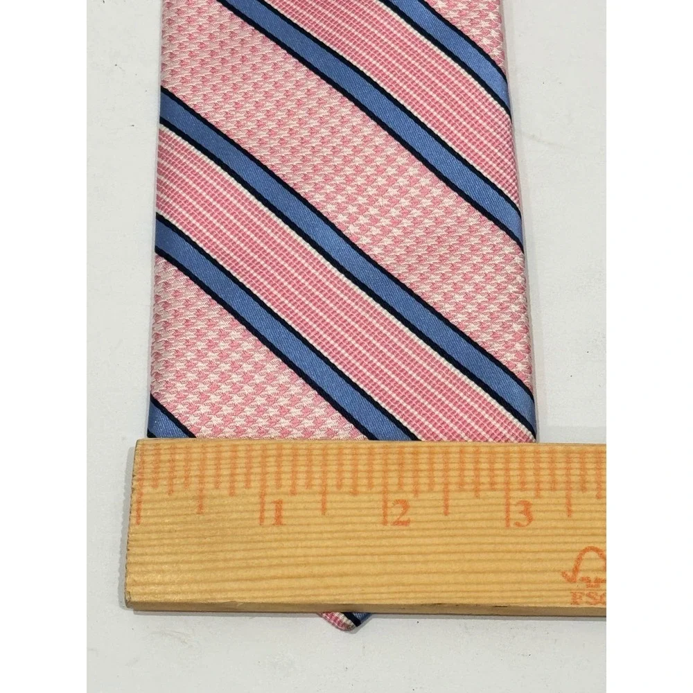 Robert Talbott Necktie Mens Pink Blue 100% Silk Striped Houndstooth USA Girl Dad